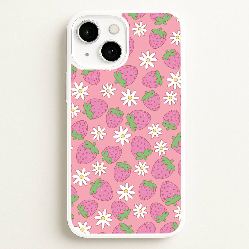 Pink Strawberries - Spring Patterns - Spring Phone Case for iPhone 13 Mini