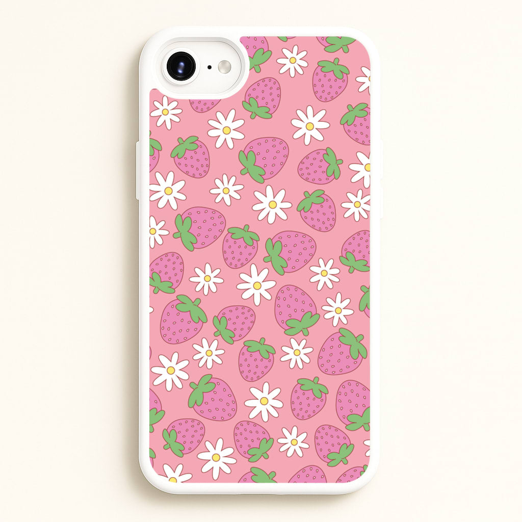 Pink Strawberries - Spring Patterns - Spring Phone Case for iPhone 6 Plus / 7 Plus / 8 Plus