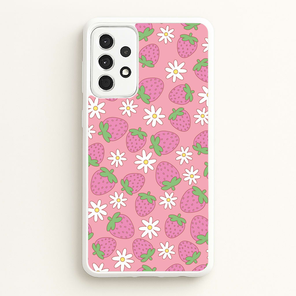 Pink Strawberries - Spring Patterns - Spring Phone Case for Galaxy A52 / A52s