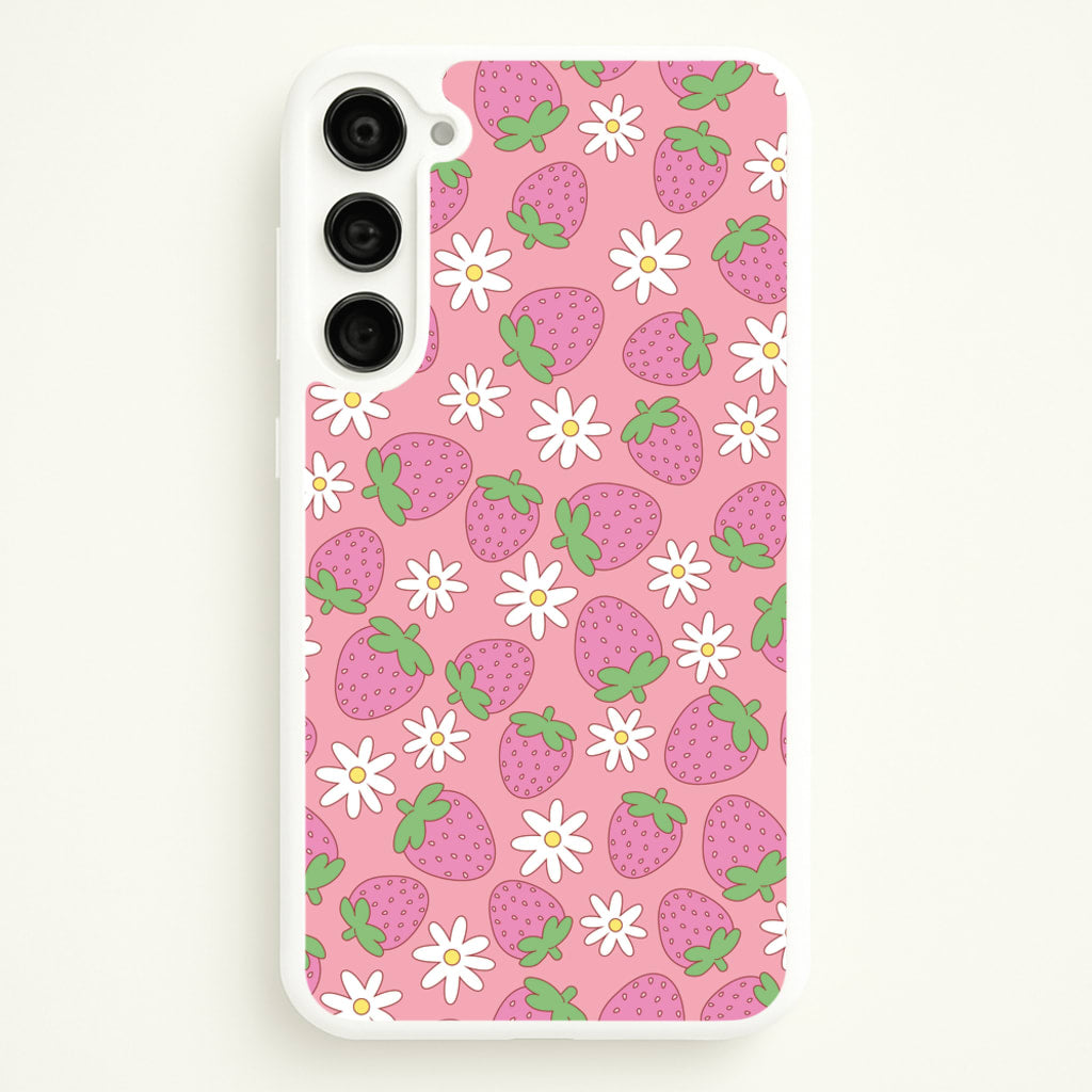 Pink Strawberries - Spring Patterns - Spring Phone Case for Galaxy S23 Plus
