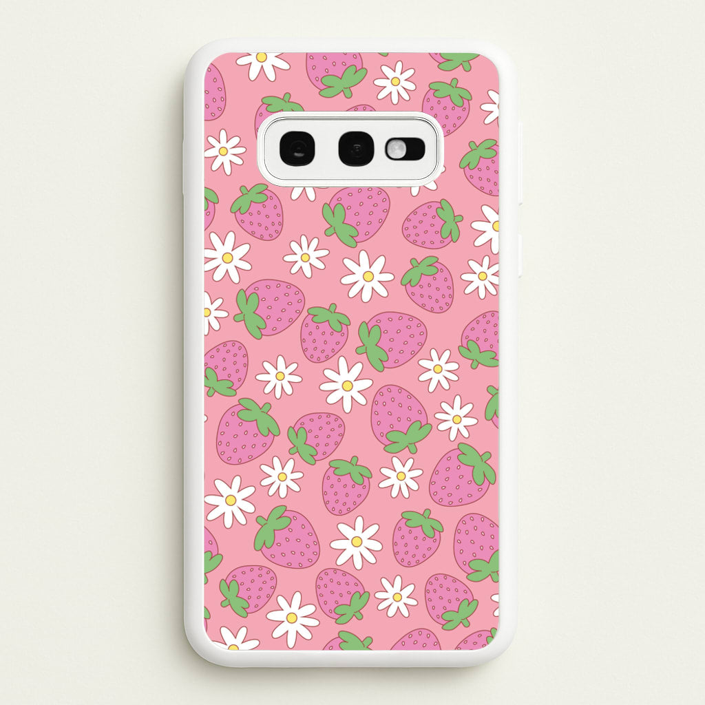 Pink Strawberries - Spring Patterns - Spring Phone Case for Galaxy S10e
