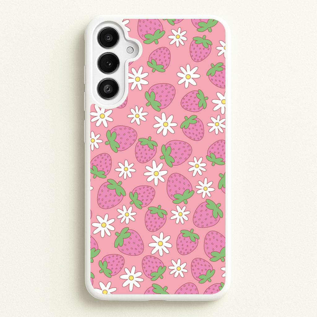 Pink Strawberries - Spring Patterns - Spring Phone Case for Galaxy A36