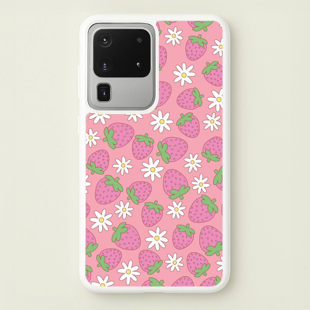 Pink Strawberries - Spring Patterns - Spring Phone Case for Galaxy S20 Ultra