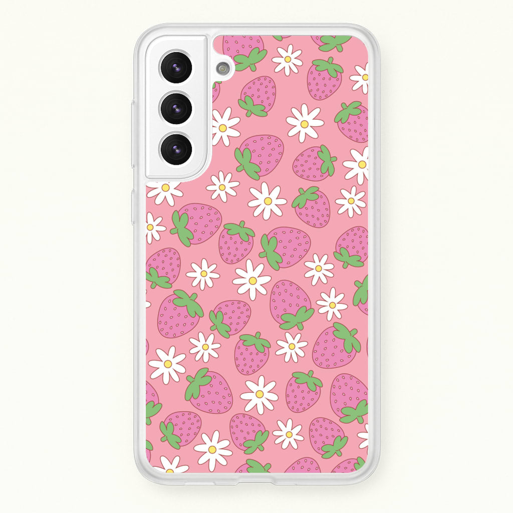 Pink Strawberries - Spring Patterns - Spring Phone Case for Galaxy S22 Plus