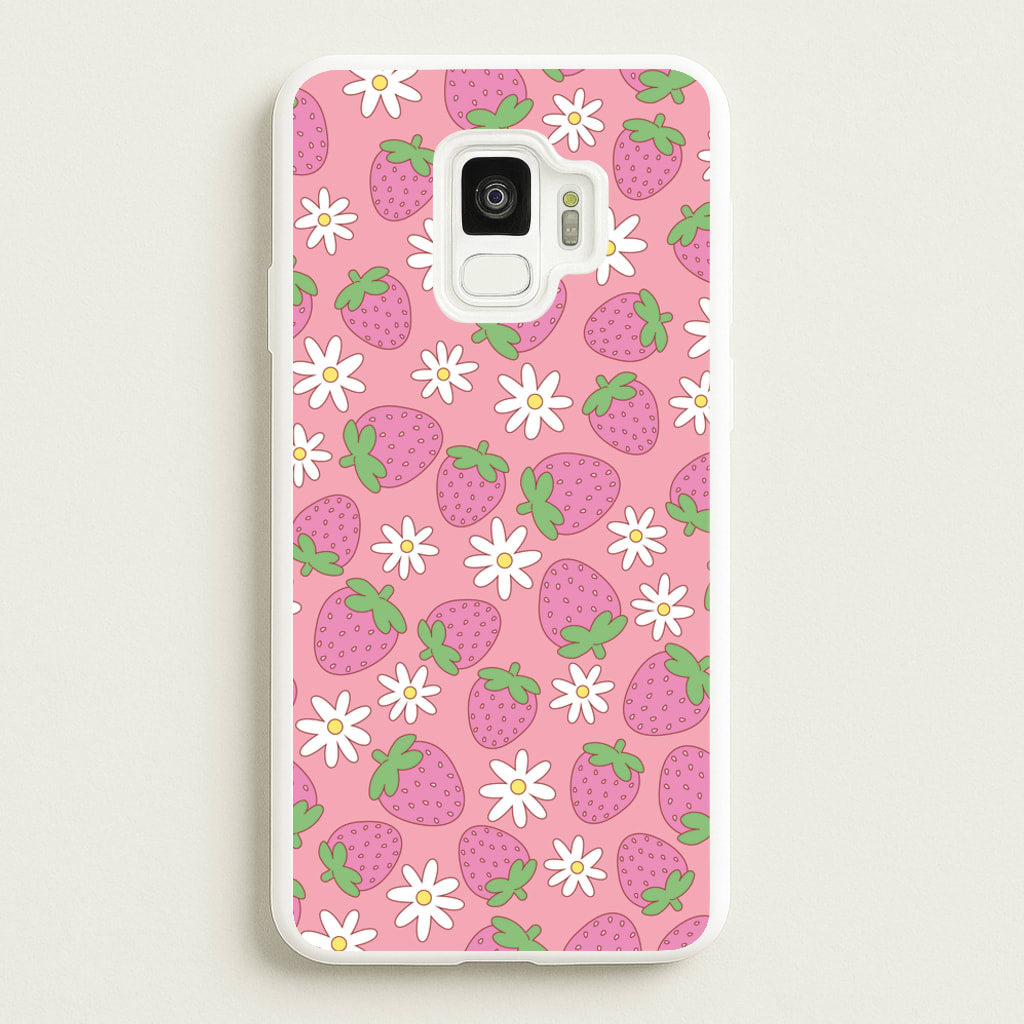 Pink Strawberries - Spring Patterns - Spring Phone Case for Galaxy S9