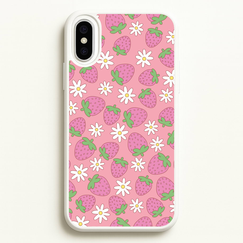 Pink Strawberries - Spring Patterns - Spring Phone Case for iPhone XS Max