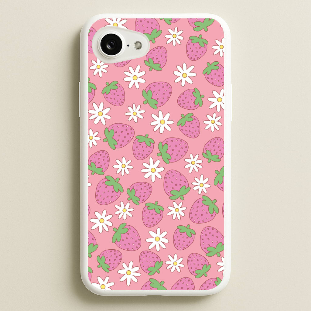 Pink Strawberries - Spring Patterns - Spring Phone Case for iPhone 16e