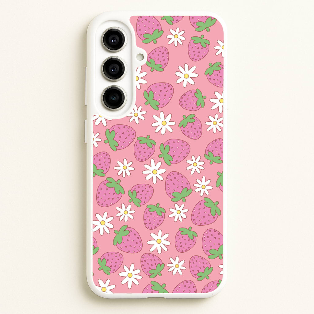 Pink Strawberries - Spring Patterns - Spring Phone Case for Galaxy A56