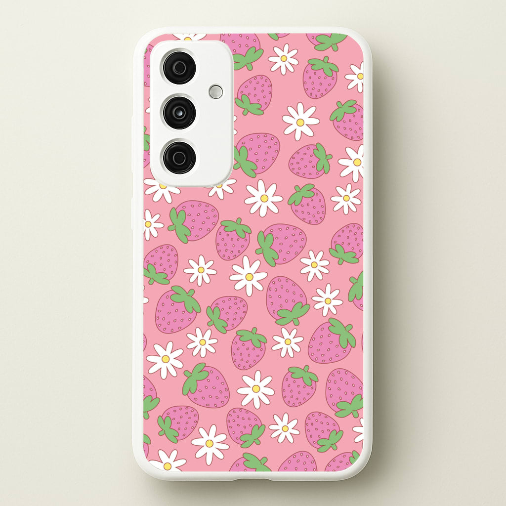 Pink Strawberries - Spring Patterns - Spring Phone Case for Galaxy A55