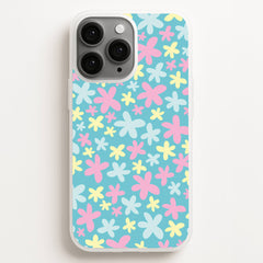 Blue, Pink And Yellow Flowers - Spring Patterns Phone Case