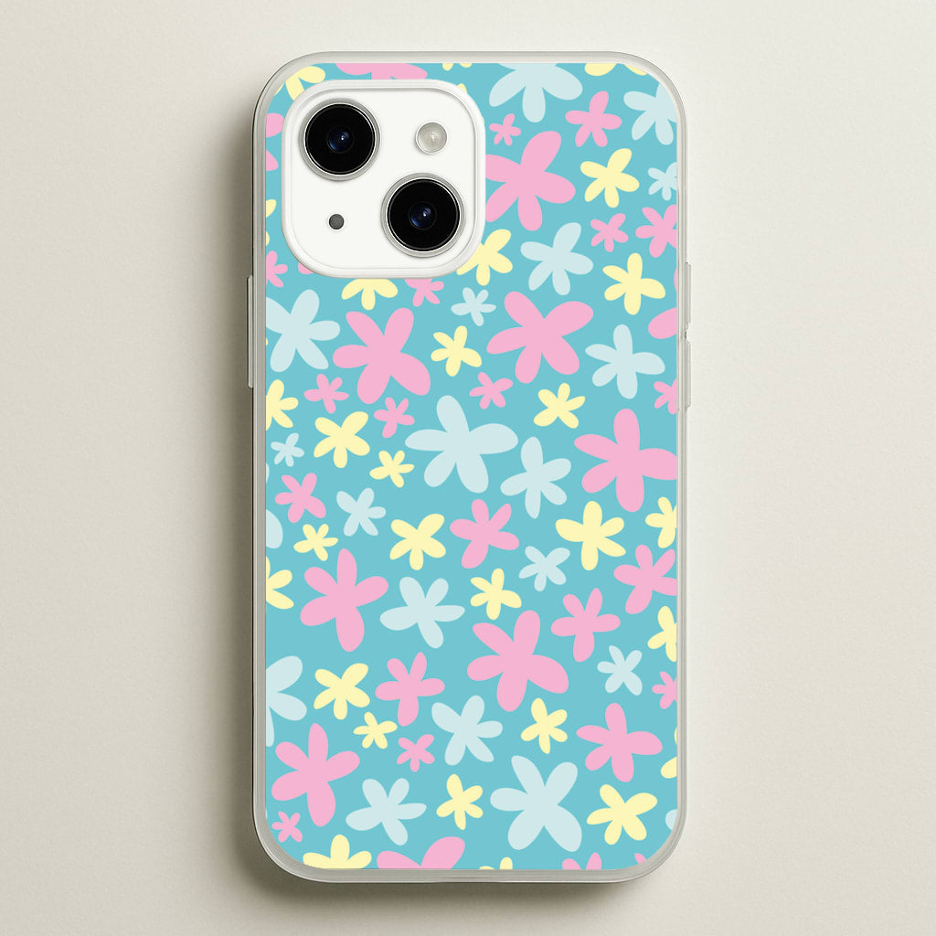 Blue, Pink And Yellow Flowers - Spring Patterns - Spring Phone Case for iPhone 15 Plus