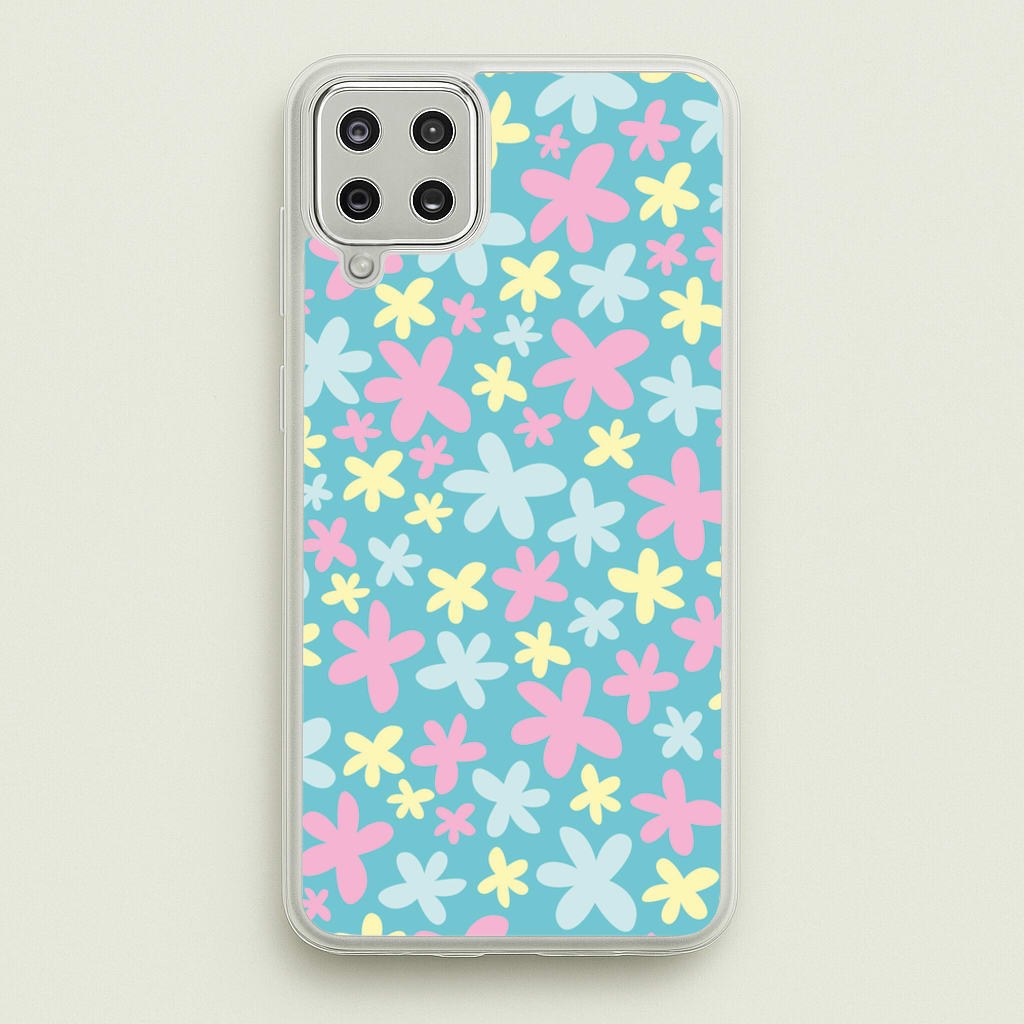 Blue, Pink And Yellow Flowers - Spring Patterns - Spring Phone Case for Galaxy A12