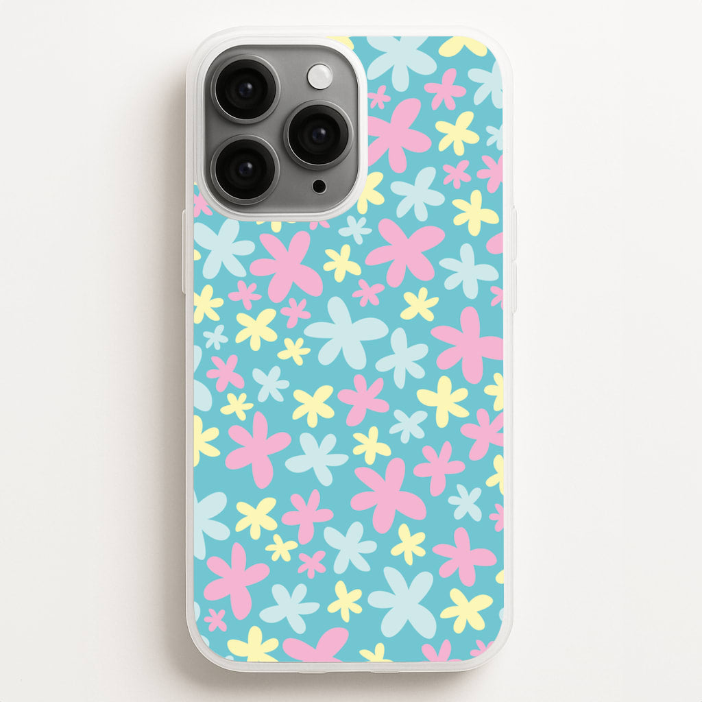 Blue, Pink And Yellow Flowers - Spring Patterns - Spring Phone Case for iPhone 11 Pro Max