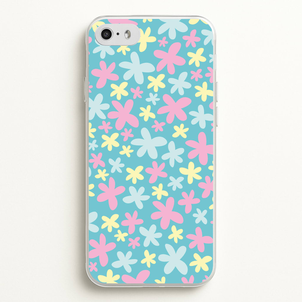 Blue, Pink And Yellow Flowers - Spring Patterns - Spring Phone Case for iPhone 5 / 5s / SE 2016