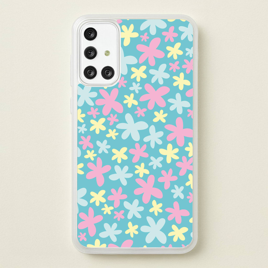 Blue, Pink And Yellow Flowers - Spring Patterns - Spring Phone Case for Galaxy A71