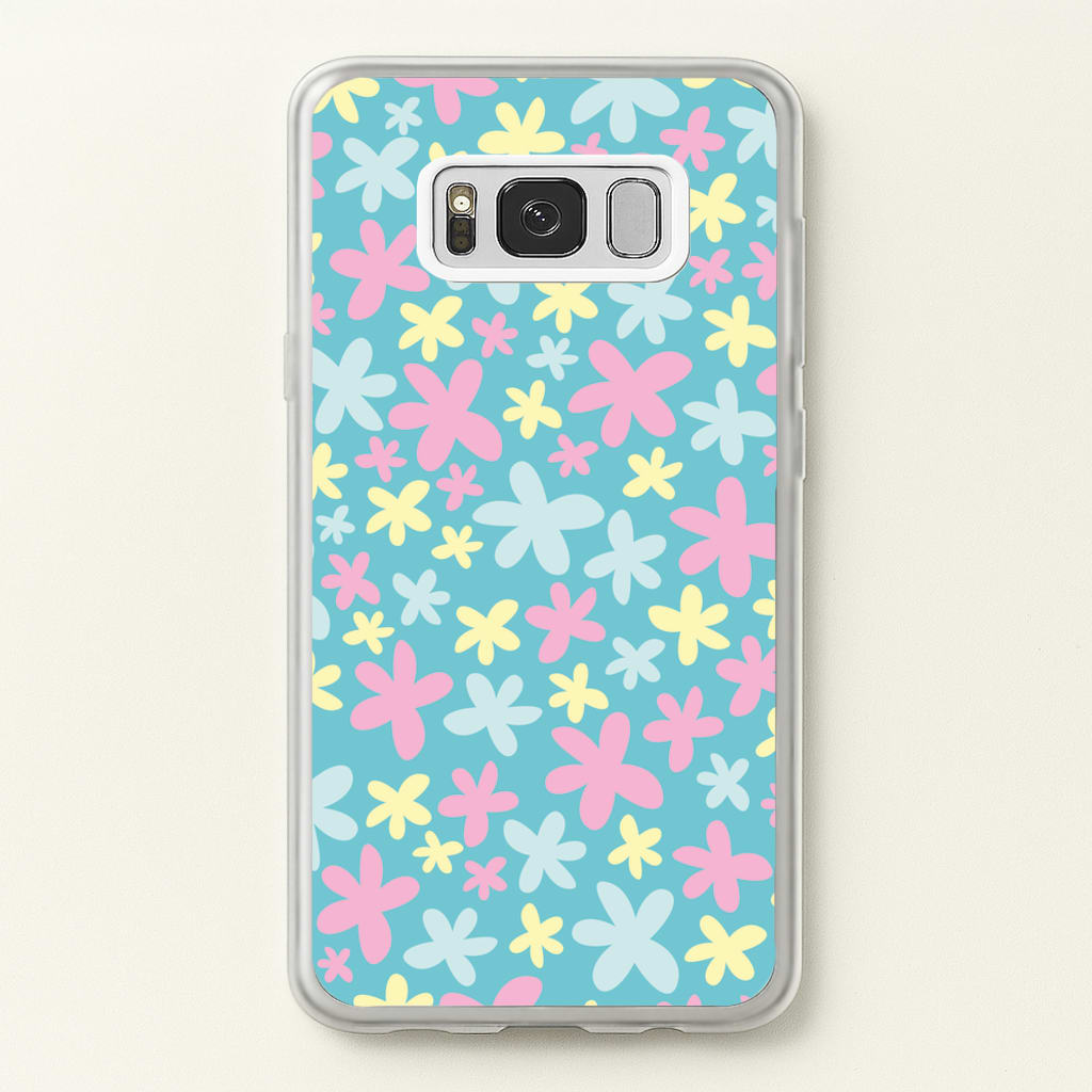 Blue, Pink And Yellow Flowers - Spring Patterns - Spring Phone Case for Galaxy S8