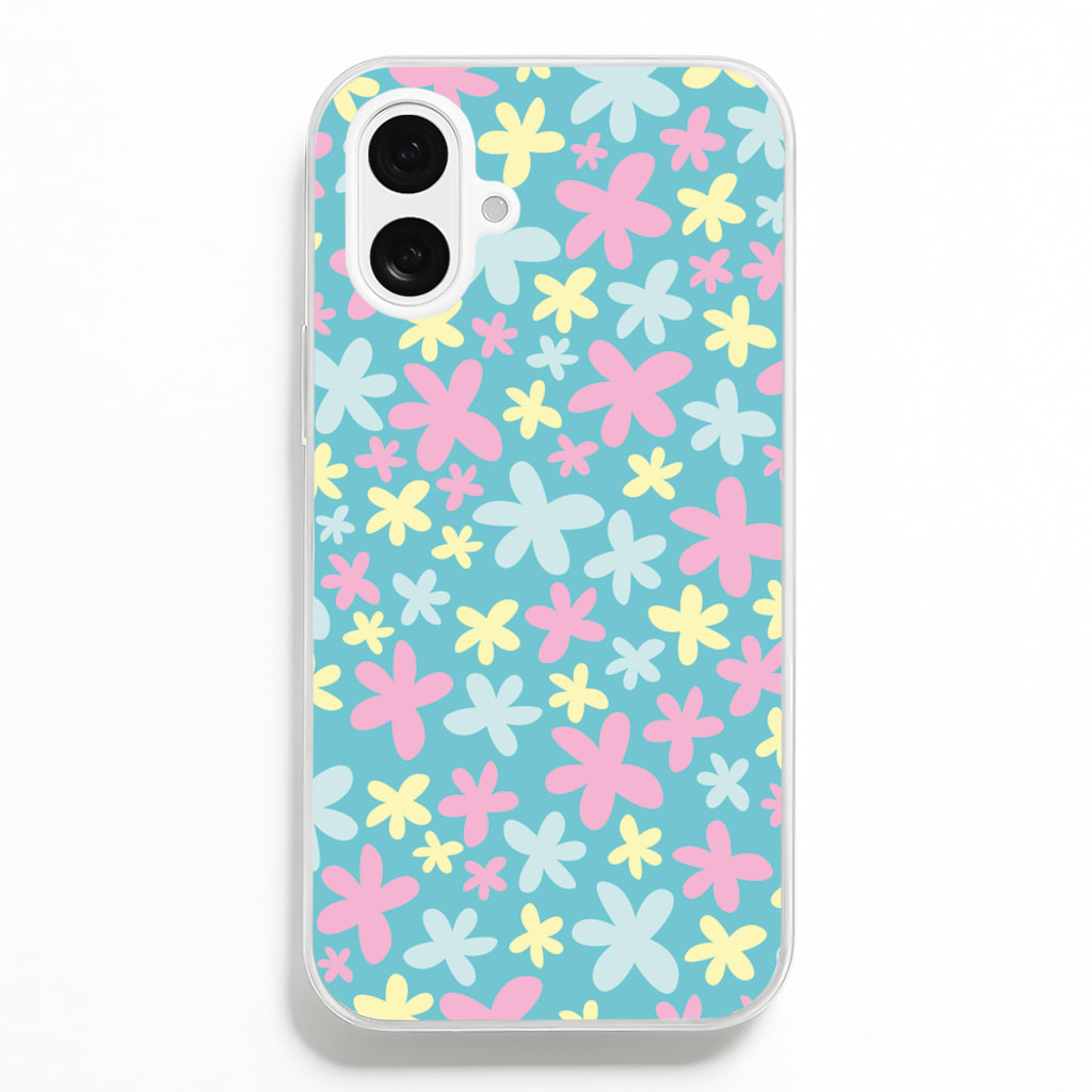 Blue, Pink And Yellow Flowers - Spring Patterns Phone Case