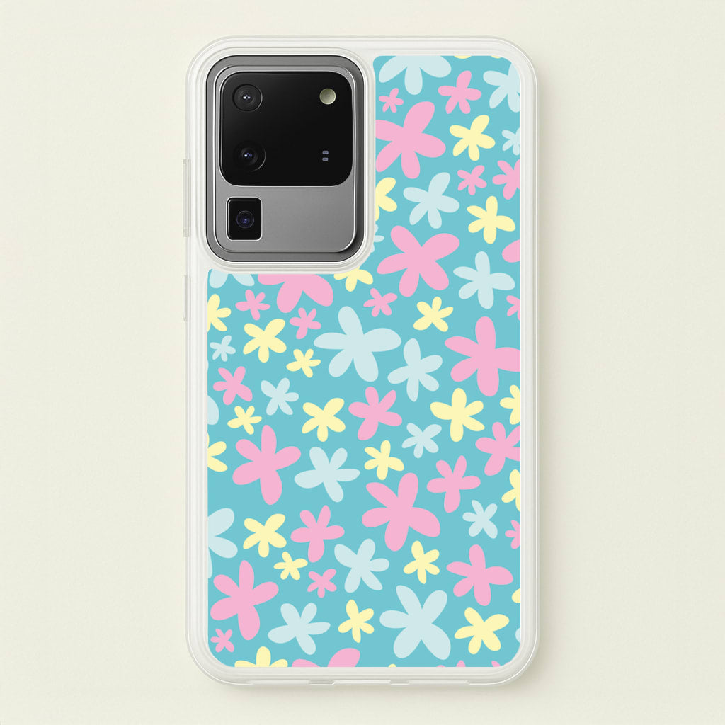 Blue, Pink And Yellow Flowers - Spring Patterns - Spring Phone Case for Galaxy S20 Ultra