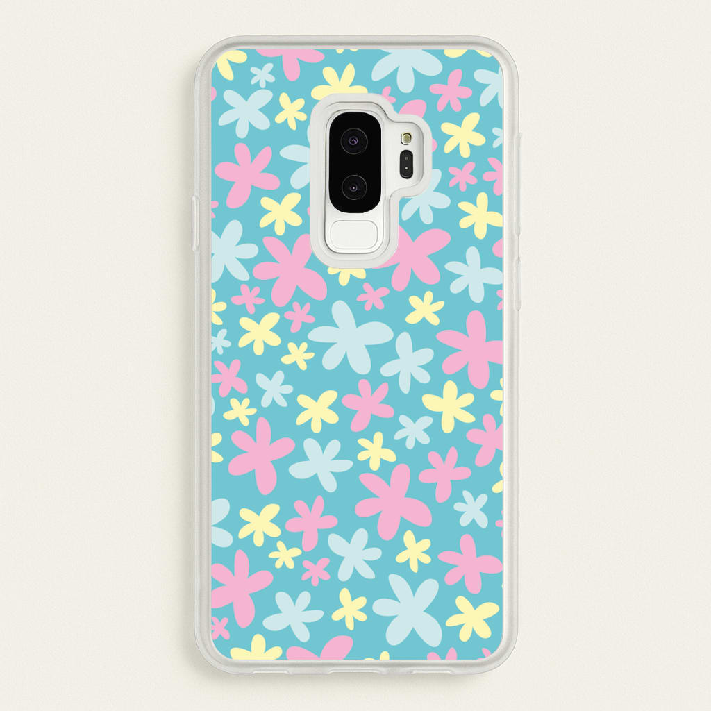 Blue, Pink And Yellow Flowers - Spring Patterns - Spring Phone Case for Galaxy S9 Plus
