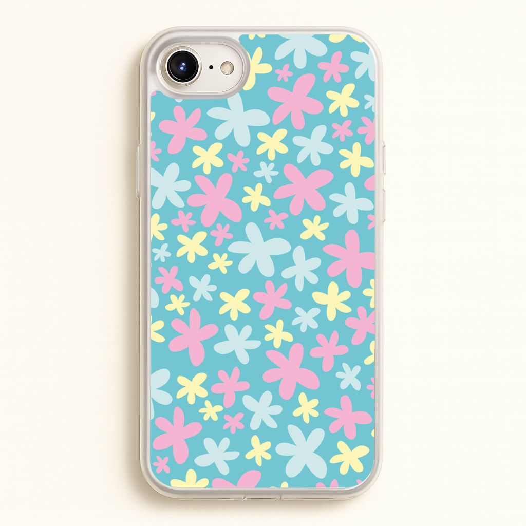 Blue, Pink And Yellow Flowers - Spring Patterns - Spring Phone Case for iPhone 6 Plus / 7 Plus / 8 Plus