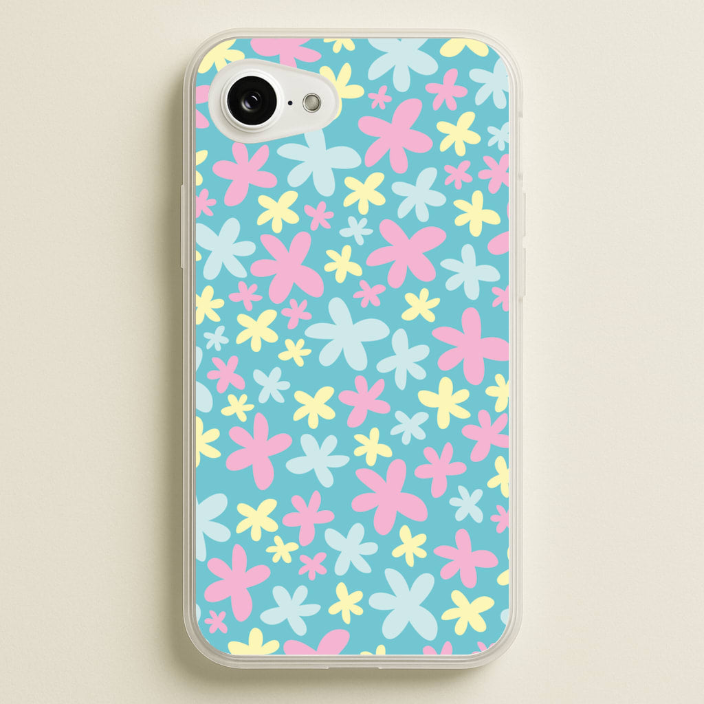 Blue, Pink And Yellow Flowers - Spring Patterns - Spring Phone Case for iPhone 16e