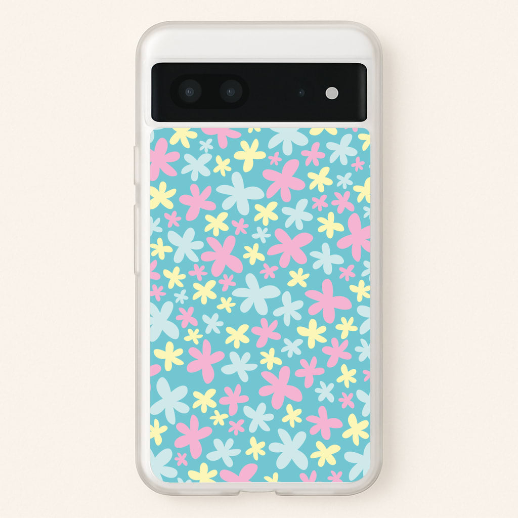 Blue, Pink And Yellow Flowers - Spring Patterns - Spring Phone Case for Google Pixel 7