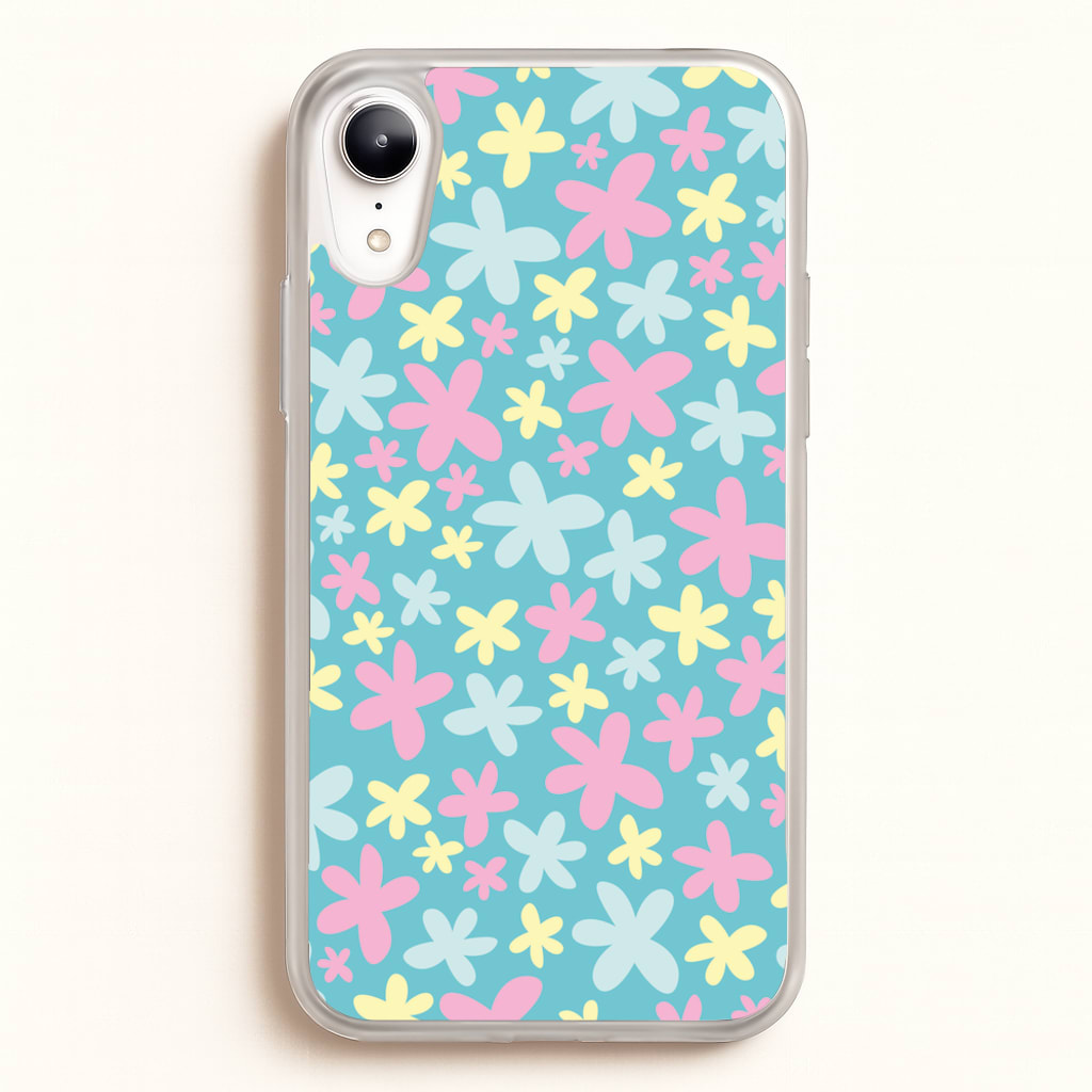 Blue, Pink And Yellow Flowers - Spring Patterns - Spring Phone Case for iPhone XR
