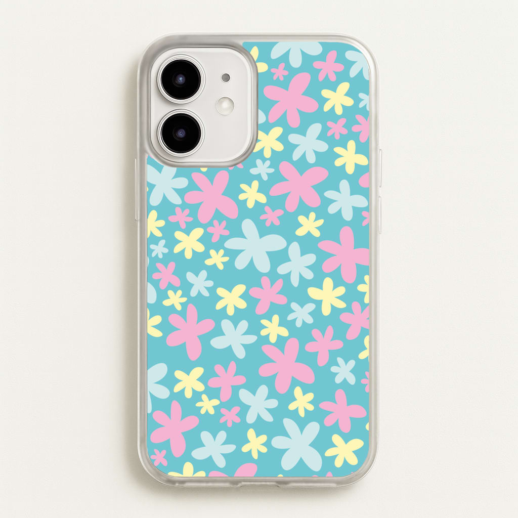 Blue, Pink And Yellow Flowers - Spring Patterns - Spring Phone Case for iPhone 12 / 12 Pro