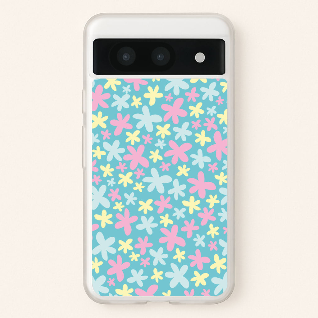Blue, Pink And Yellow Flowers - Spring Patterns - Spring Phone Case for Google Pixel 8a