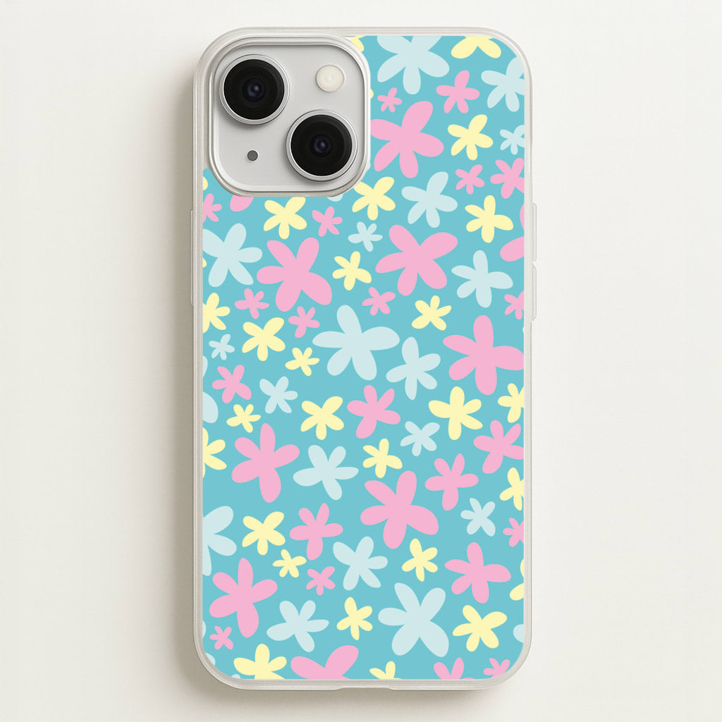Blue, Pink And Yellow Flowers - Spring Patterns - Spring Phone Case for iPhone 13