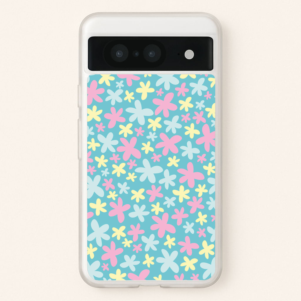 Blue, Pink And Yellow Flowers - Spring Patterns - Spring Phone Case for Google Pixel 8