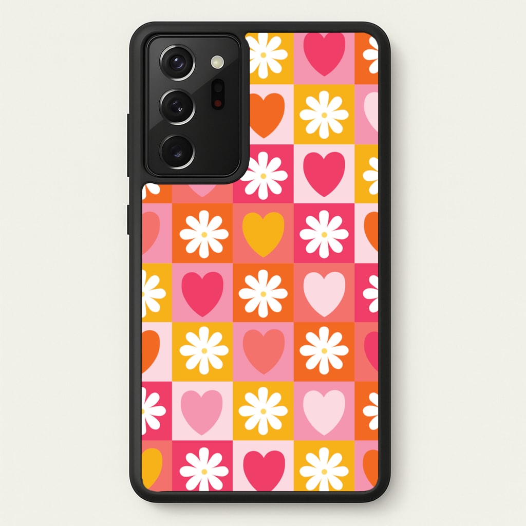 Checked Hearts And Flowers - Spring Patterns - Spring Phone Case for Galaxy Note 20 Ultra