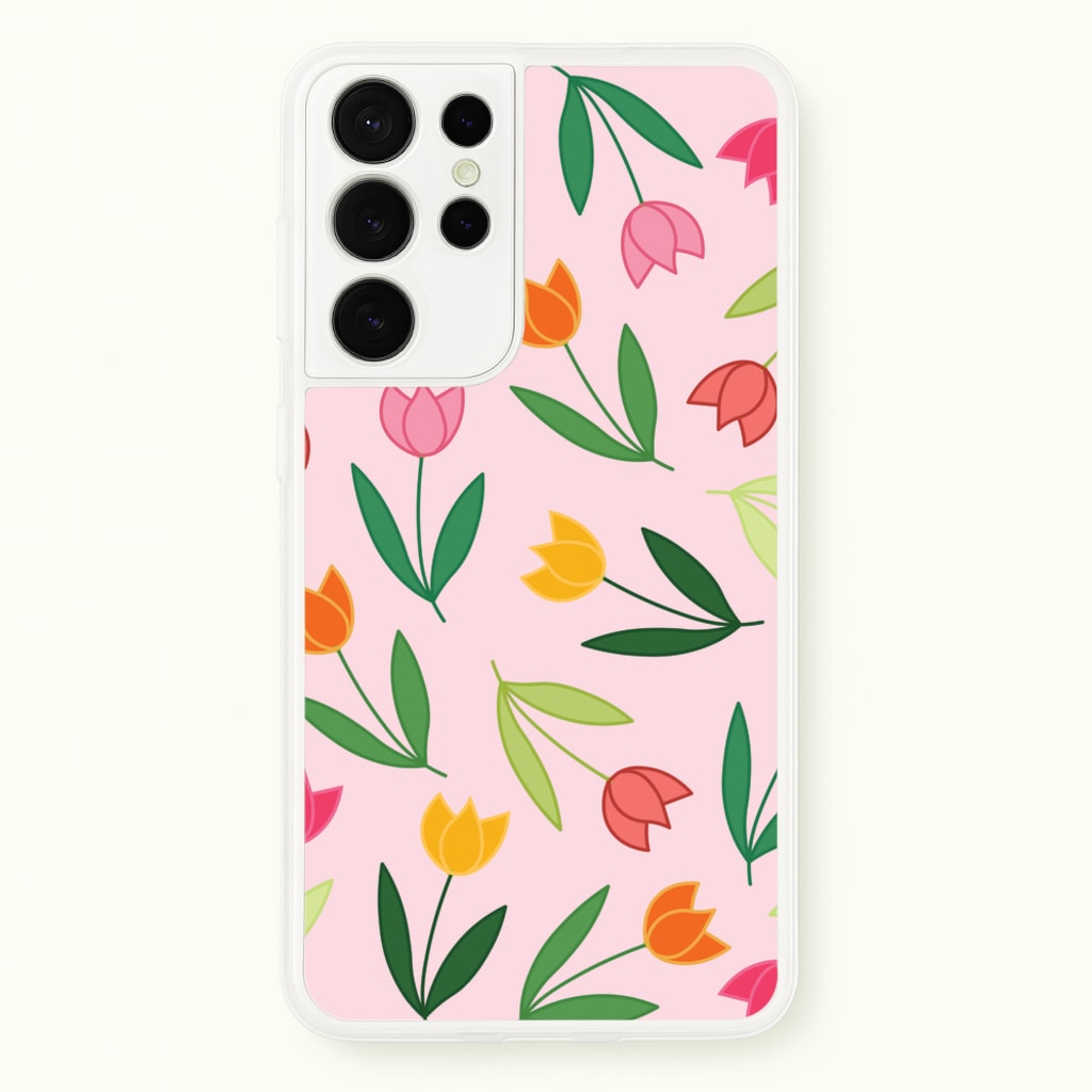 Tulips - Spring Patterns - Spring Phone Case for Galaxy S21 Ultra