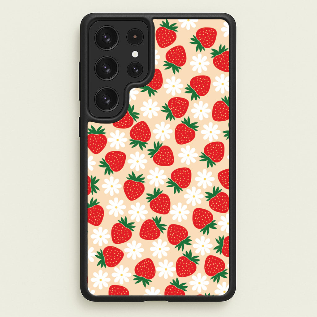 Strawberries and Flowers - Spring Patterns - Spring Phone Case for Galaxy S23 Ultra