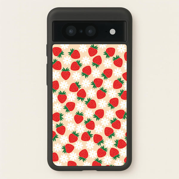 Strawberries and Flowers - Spring Patterns - Spring Phone Case for Google Pixel 8