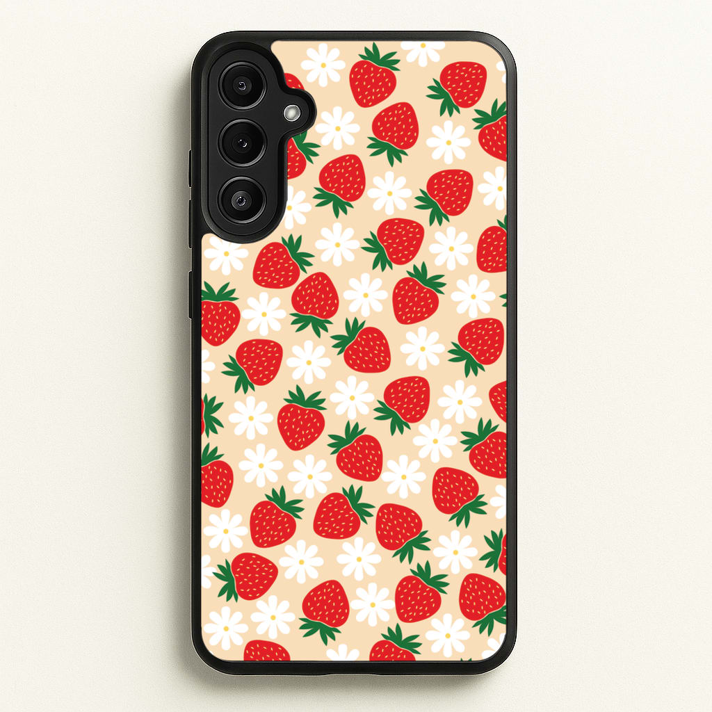 Strawberries and Flowers - Spring Patterns - Spring Phone Case for Galaxy A36