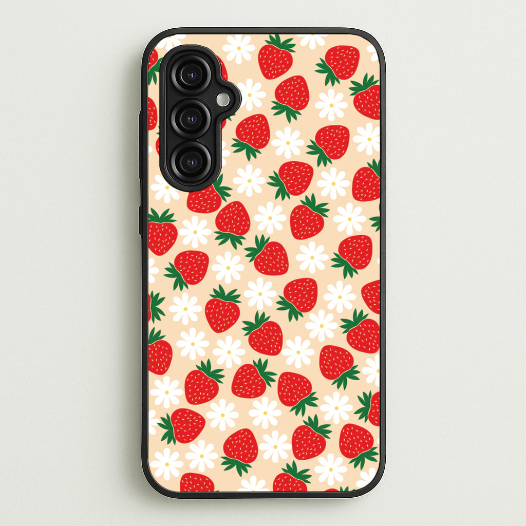 Strawberries and Flowers - Spring Patterns - Spring Phone Case for Galaxy A14