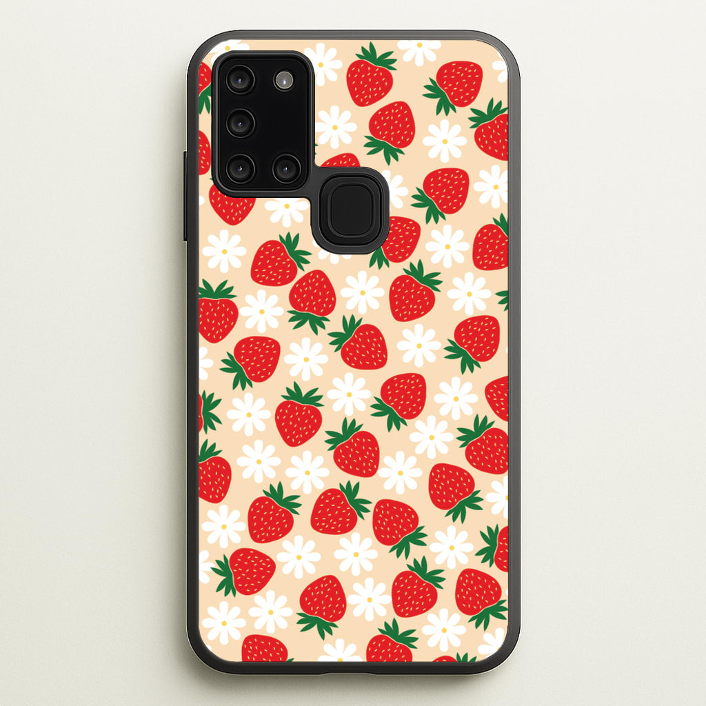 Strawberries and Flowers - Spring Patterns - Spring Phone Case for Galaxy A21s