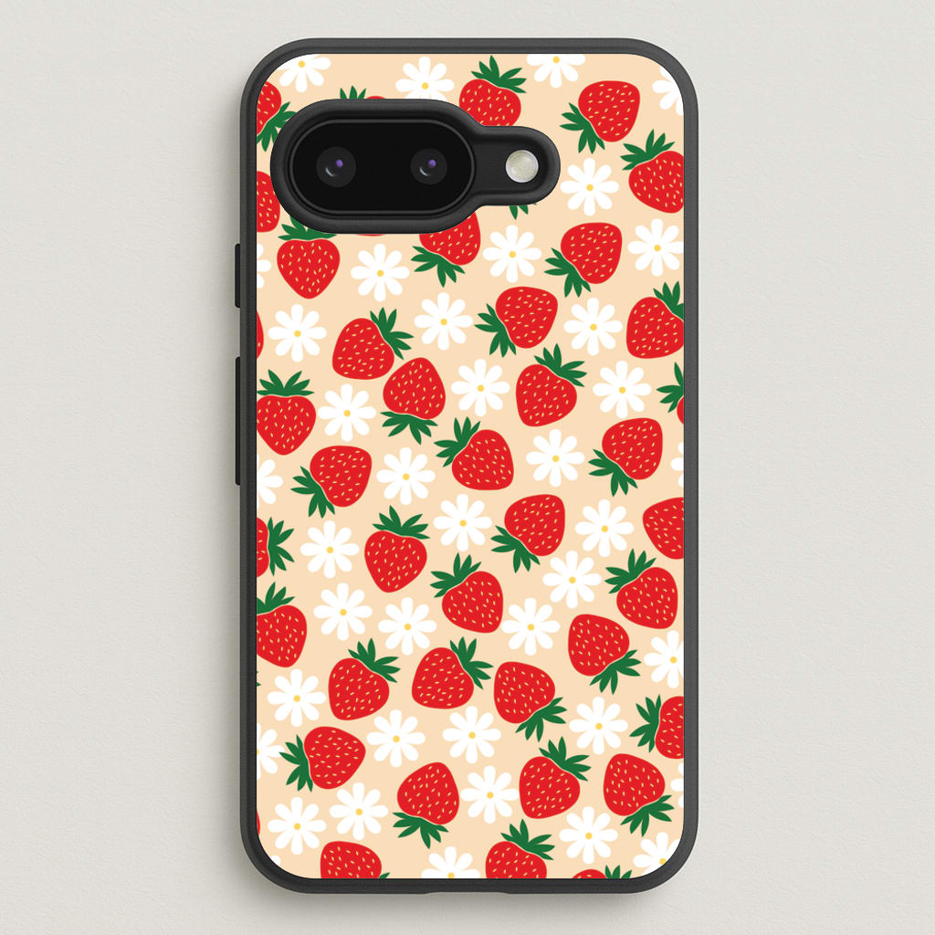 Strawberries and Flowers - Spring Patterns - Spring Phone Case for Google Pixel 9a
