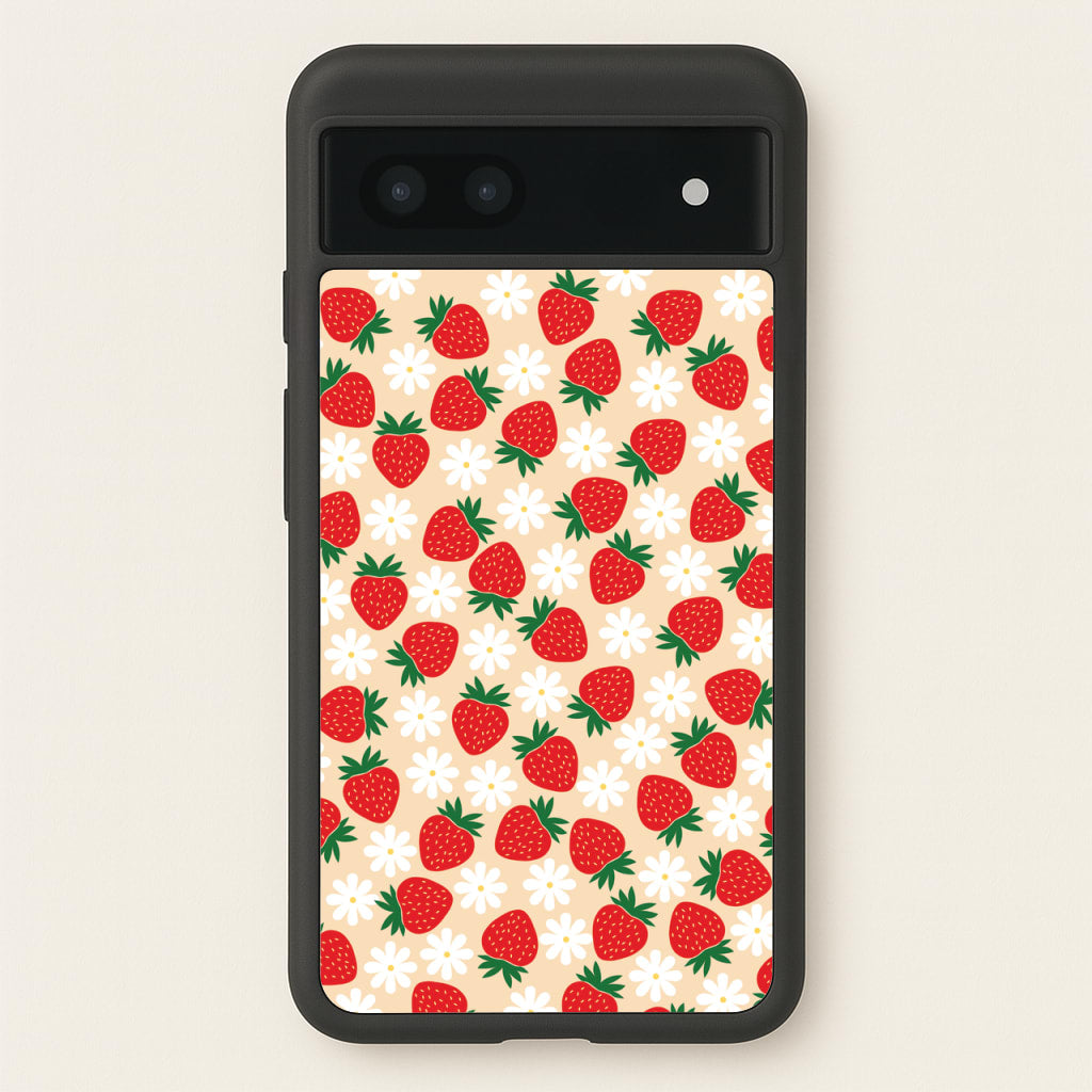 Strawberries and Flowers - Spring Patterns - Spring Phone Case for Google Pixel 7a