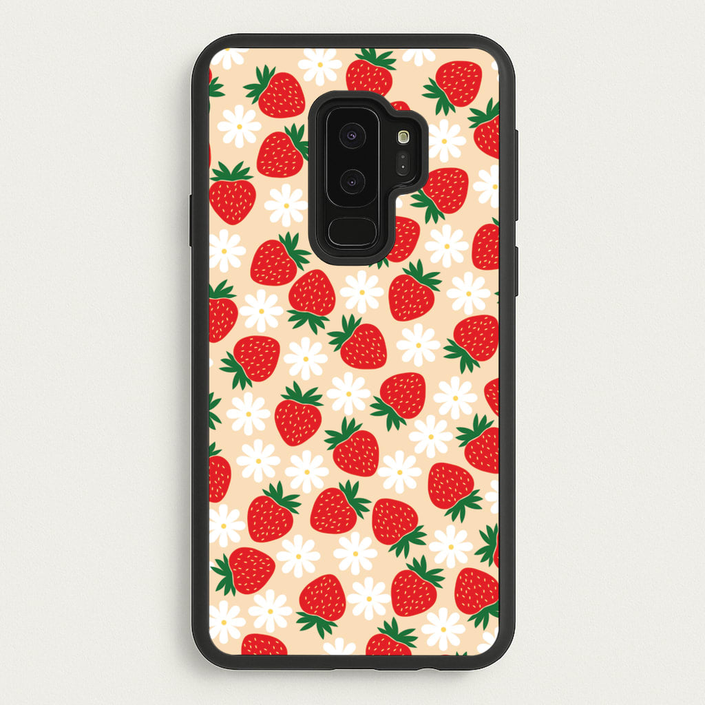Strawberries and Flowers - Spring Patterns - Spring Phone Case for Galaxy S9 Plus