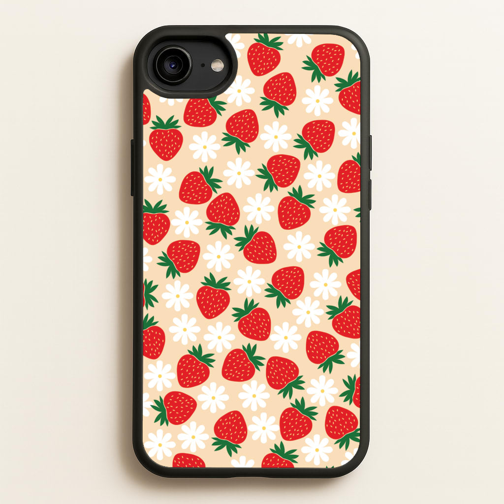 Strawberries and Flowers - Spring Patterns - Spring Phone Case for iPhone 6 / 7 / 8 / SE