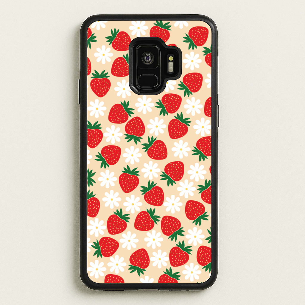 Strawberries and Flowers - Spring Patterns - Spring Phone Case for Galaxy S9