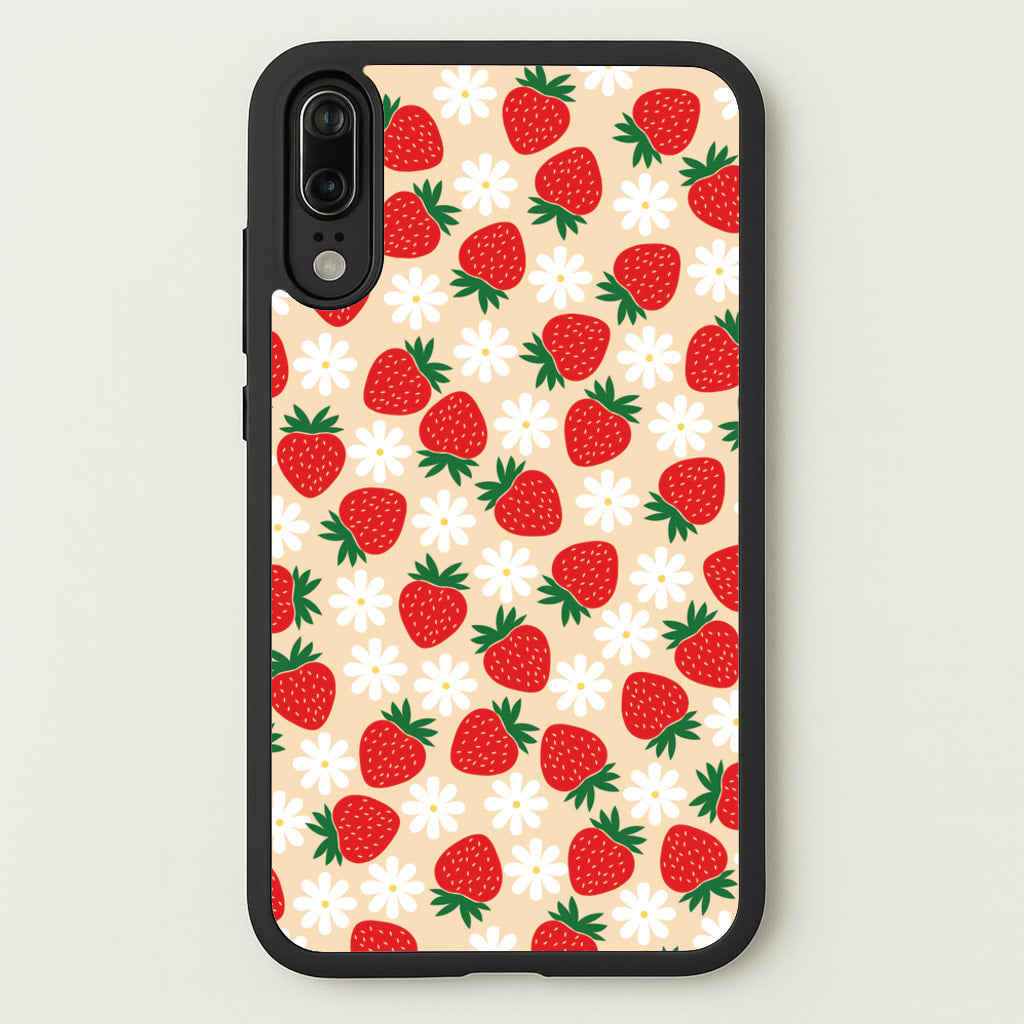 Strawberries and Flowers - Spring Patterns - Spring Phone Case for Huawei P20