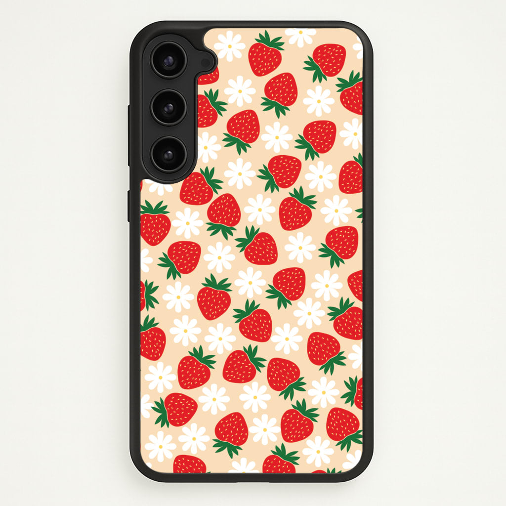 Strawberries and Flowers - Spring Patterns - Spring Phone Case for Galaxy S23
