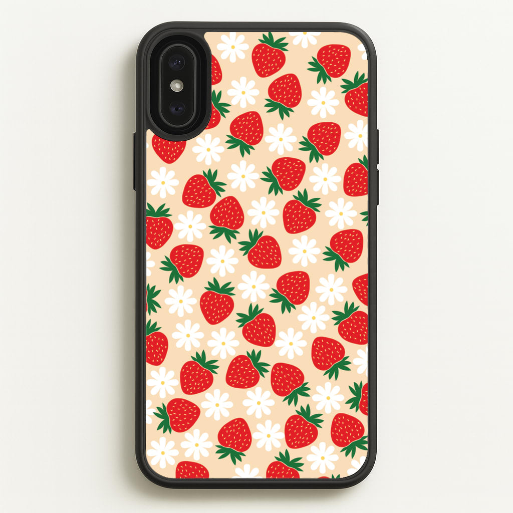 Strawberries and Flowers - Spring Patterns - Spring Phone Case for iPhone XS Max