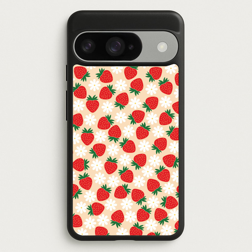 Strawberries and Flowers - Spring Patterns Phone Case for Google Pixel 10 / 10 Pro