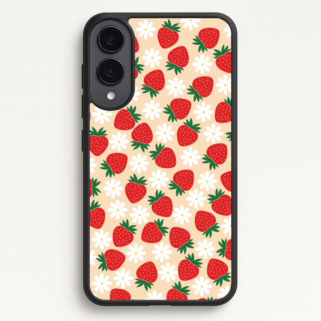 Strawberries and Flowers - Spring Patterns - Spring Phone Case for Galaxy S25 Edge