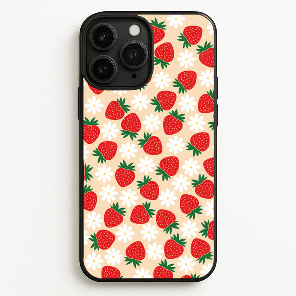 Strawberries and Flowers - Spring Patterns - Spring Phone Case for iPhone 11 Pro