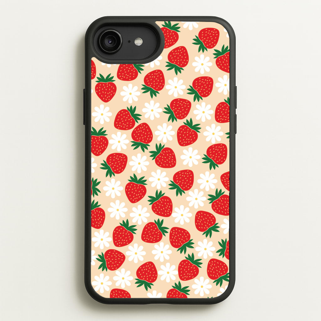 Strawberries and Flowers - Spring Patterns - Spring Phone Case for iPhone 6 Plus / 7 Plus / 8 Plus